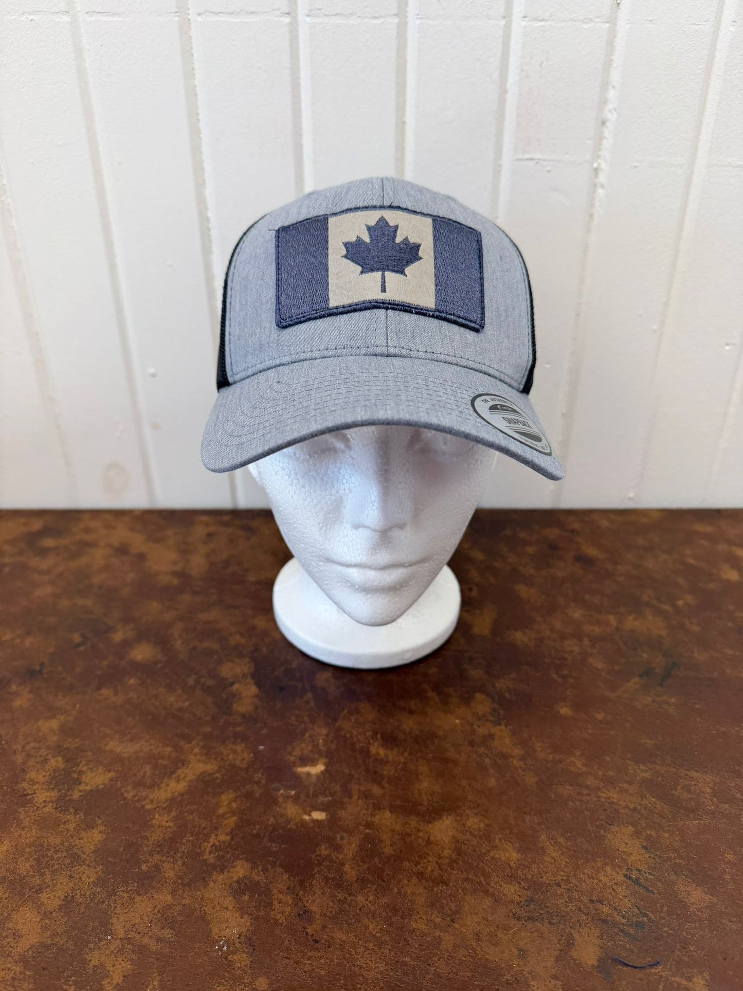 Canadian Flag Leather Patch Tucker Hat Steel Grey