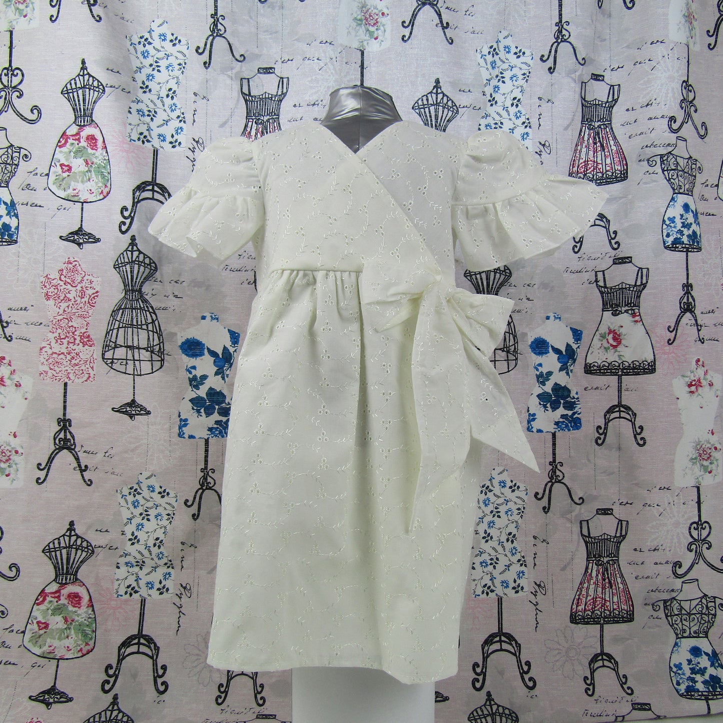 Toddler Eyelet Dress/Kid's Eyelet Cream Dress/Cotton Eyelet Dress