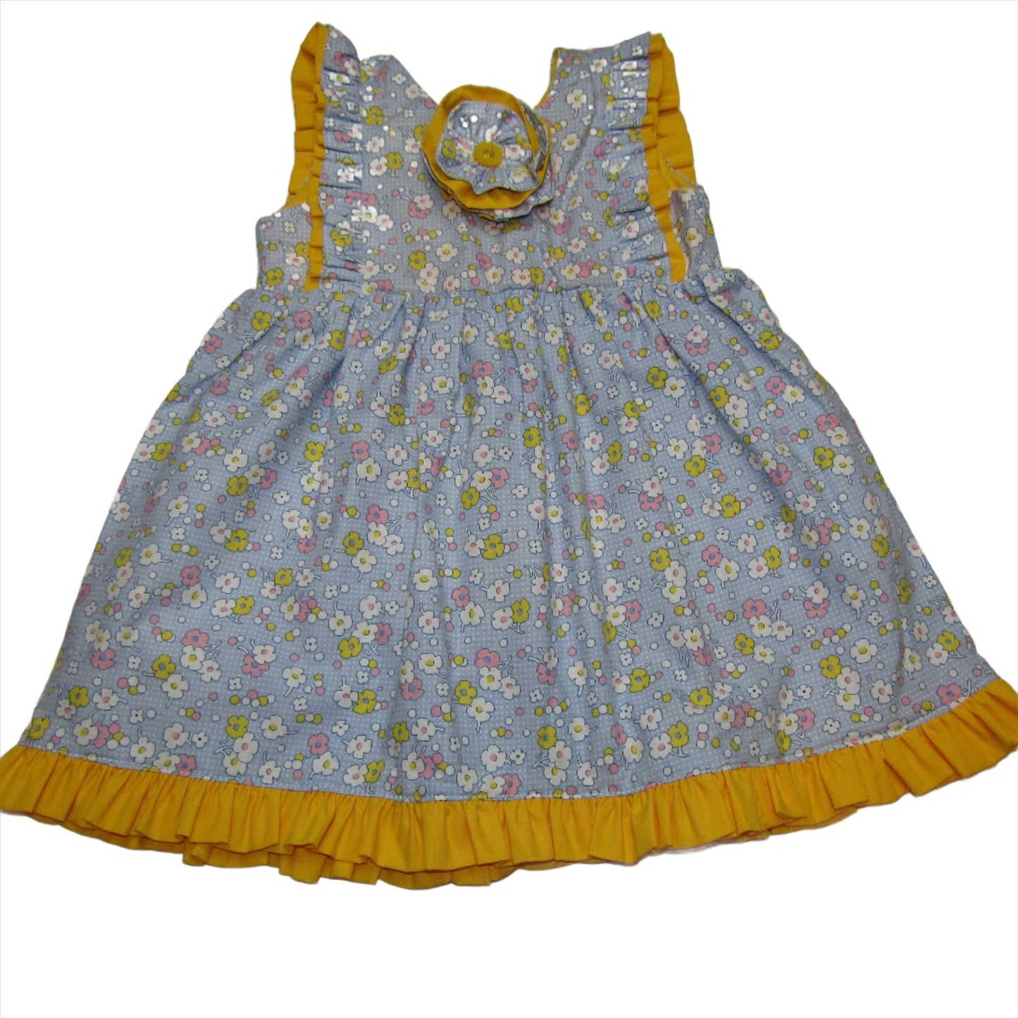 Girl's Cotton Dress/Cotton Dresses/Flower dress/Yellow Floral Dress/Cotton Dress/Ruffle Dresses