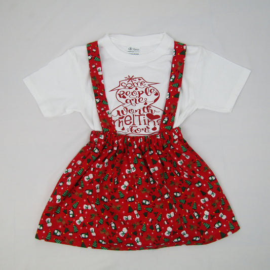 Children's Skirt Set/Children's Winter Print Flannel Skirt Set/
